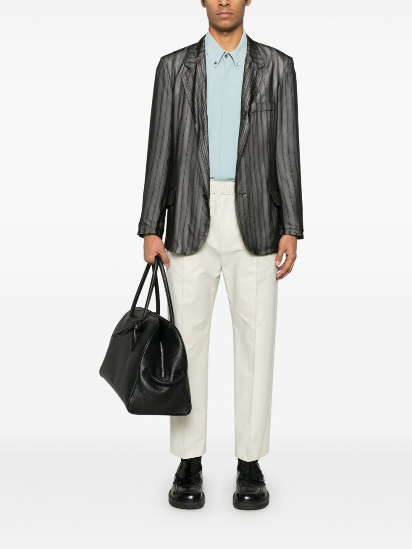 Lanvin Light Beige Elasticated Drawstring Cotton Trousers