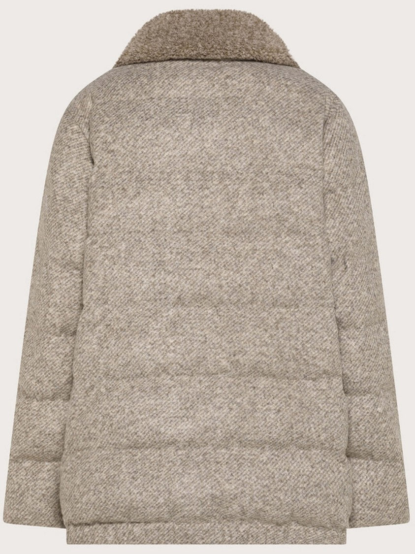 Seventy Venezia Padded Quilted Plush Collar Boxy Jacket