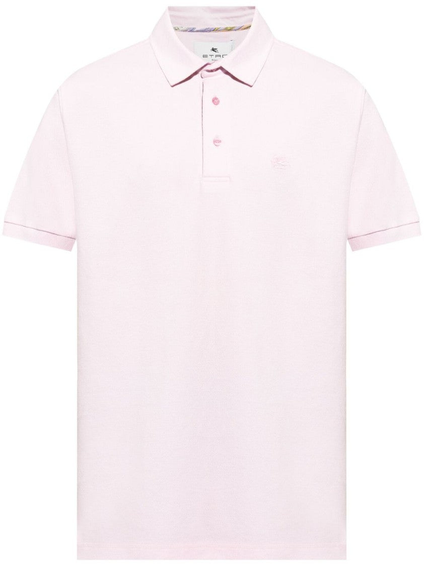 Etro Tailored White Cotton Polo With Logo Embroidery