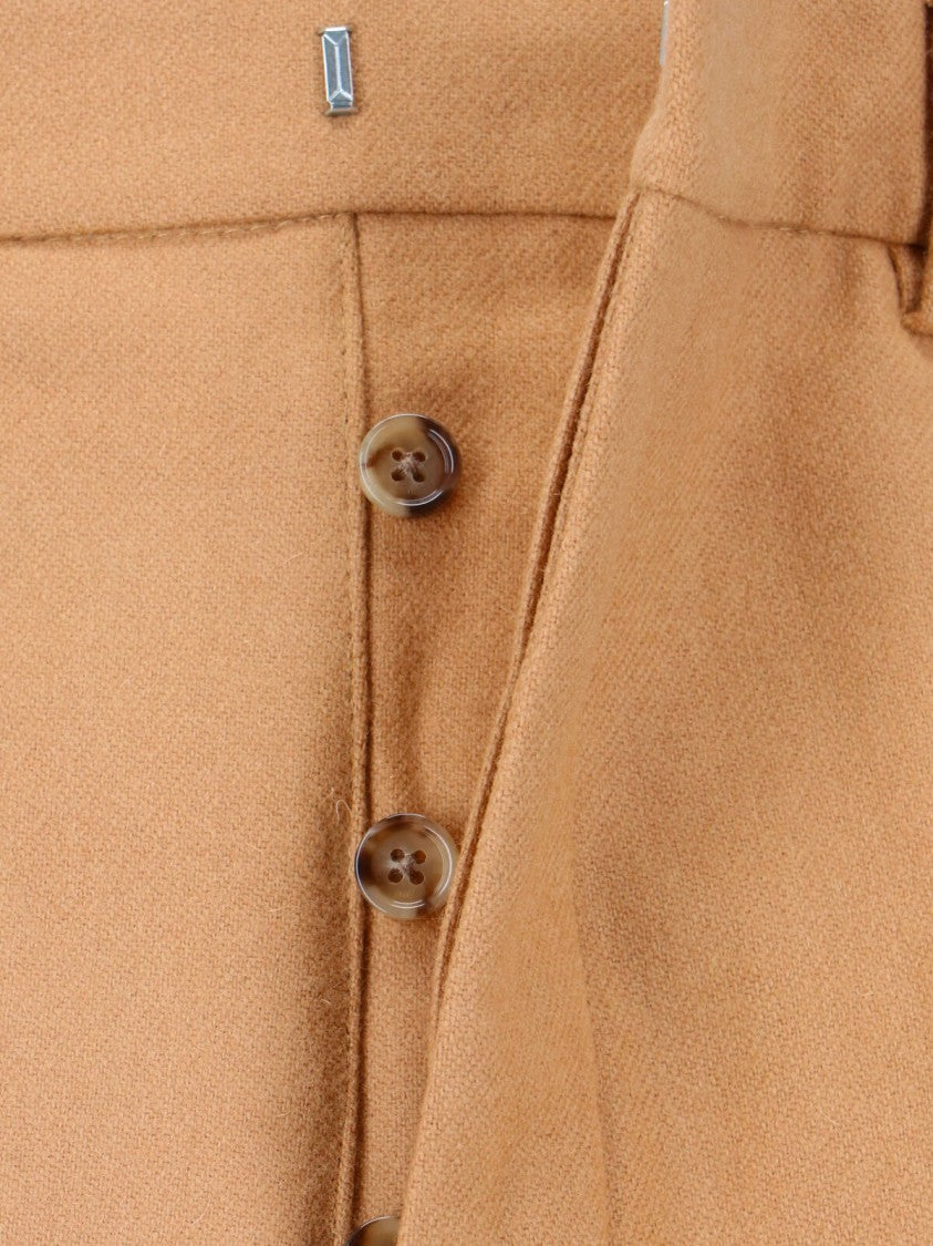 Ami Tailored Beige Virgin Wool Trousers With Button Closure