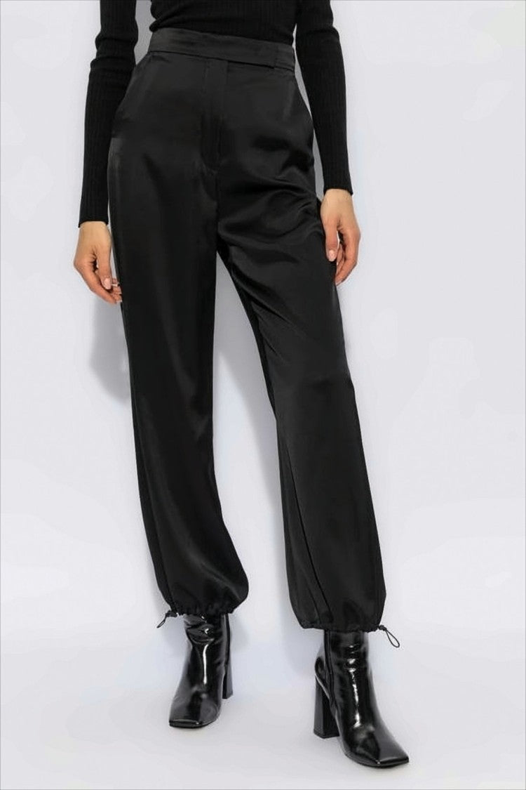 Max Mara Satin-Finish High Waist Pants With Drawstring Hem