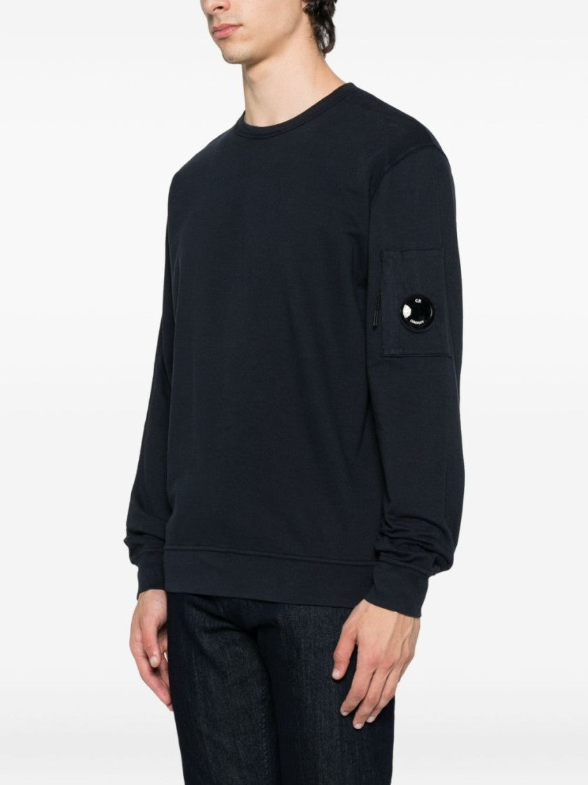 C.P. Company Dark Blue Cotton Sweatshirt With Signature Sleeve Logo