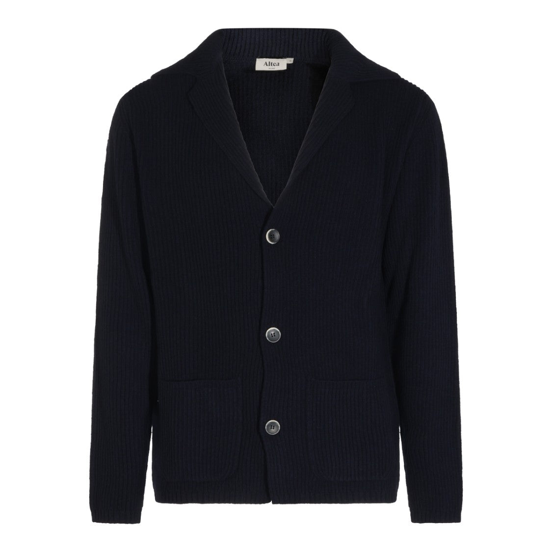 Altea Blazer Collar Ribbed Knit Sweater