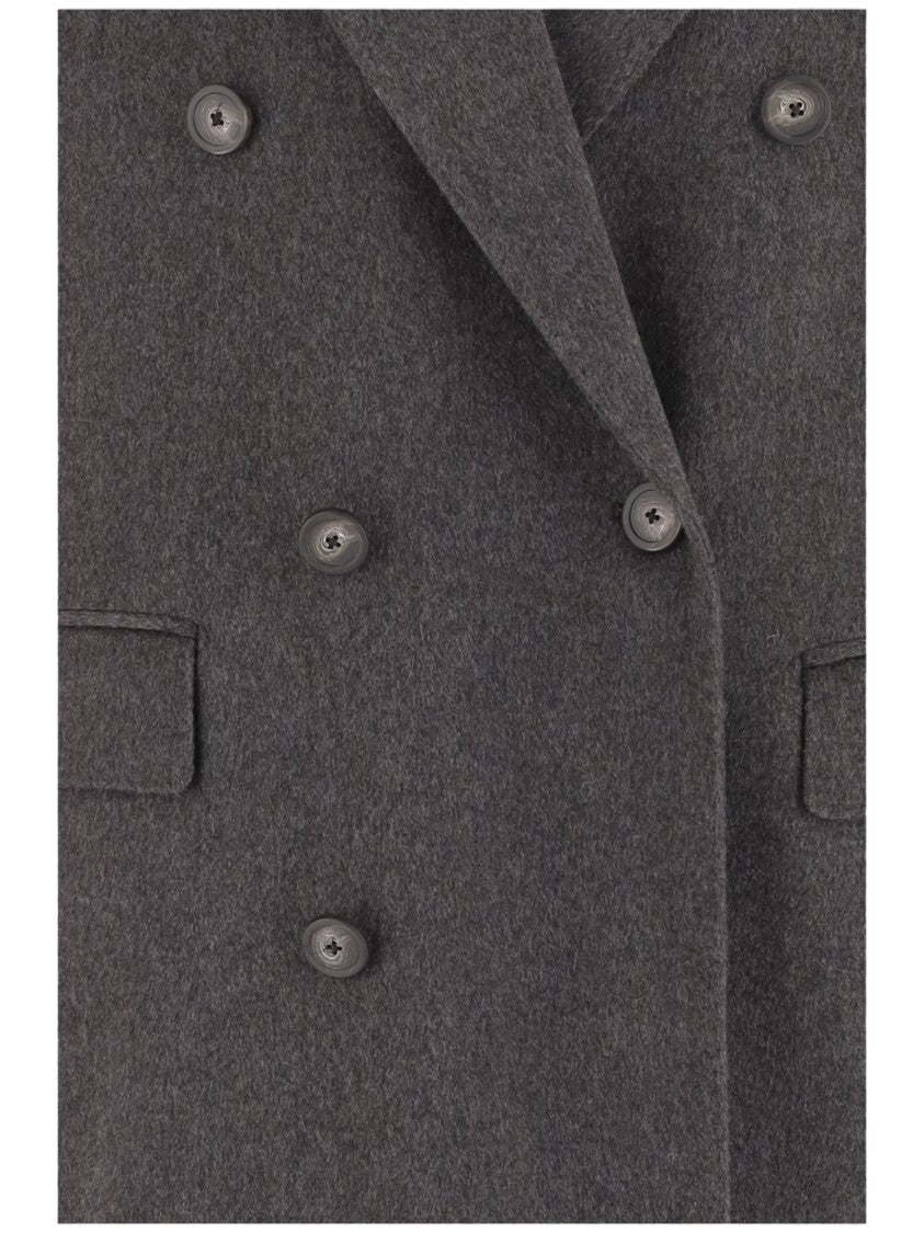Tagliatore Grey Wool Double-Breasted Coat