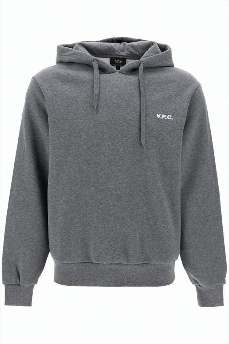 A.P.C. Grey Cotton Hoodie With Subtle Branding