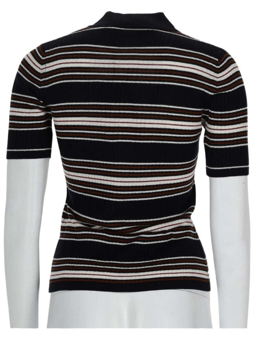 Max Mara Tallero Striped Silk-Wool Knit Polo Shirt