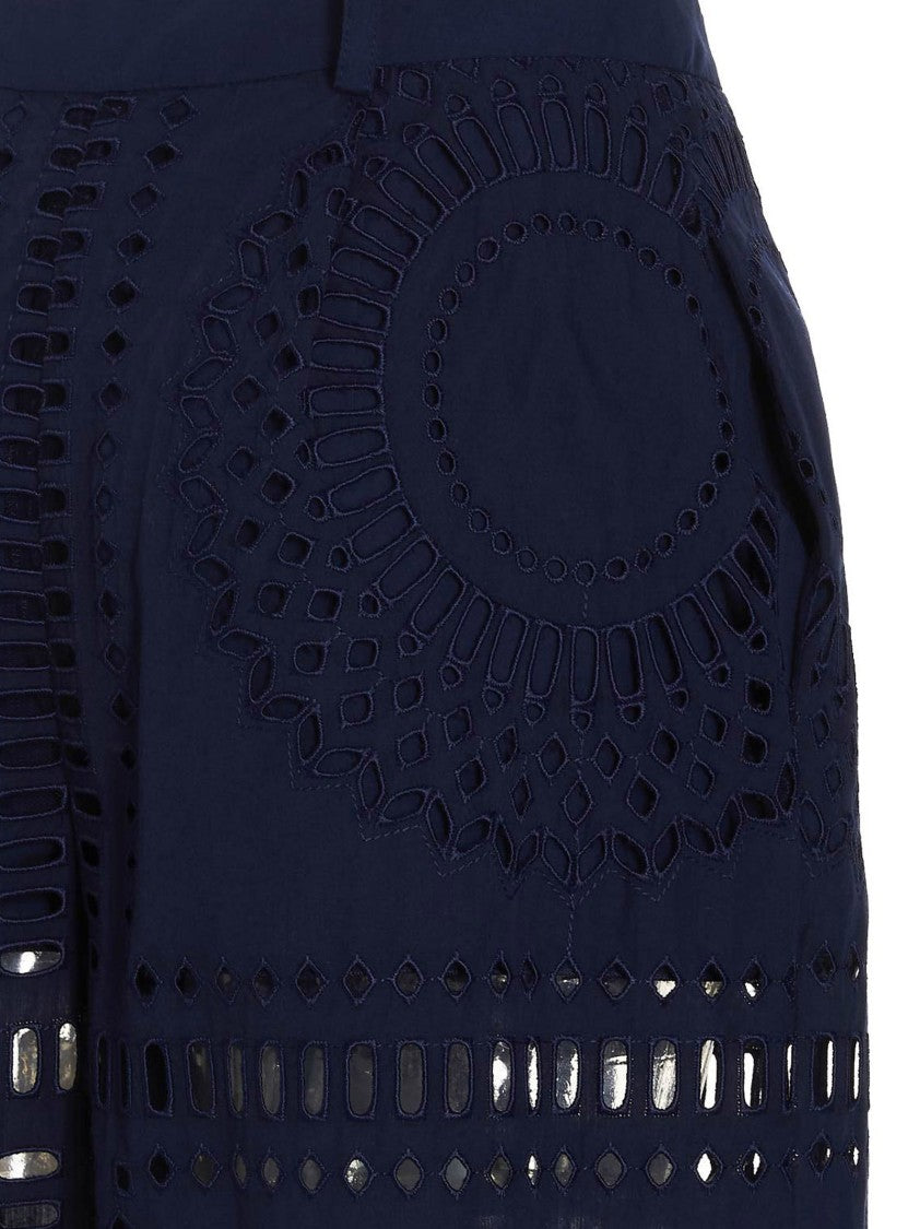 Alberta Ferretti Embroidered Cotton Pants