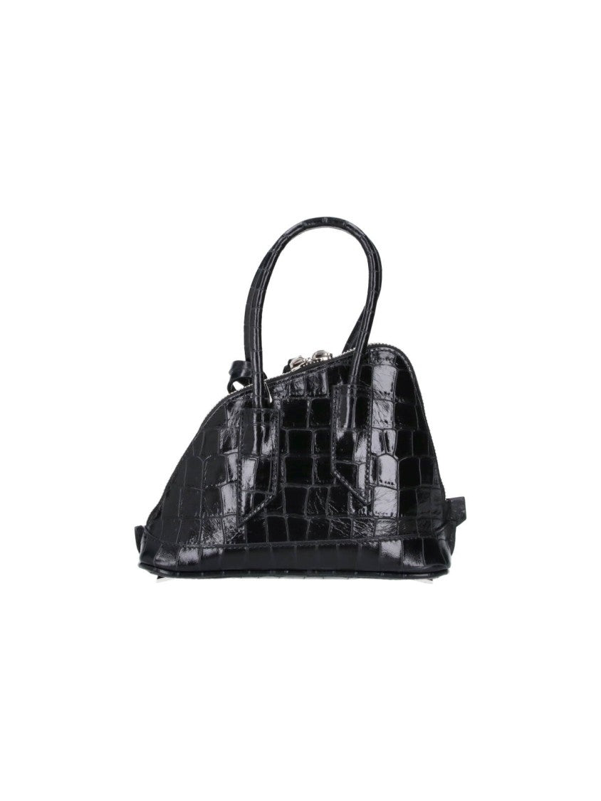 The Attico Black Sant Ambroeus Croc-Embossed Leather Mini Bag