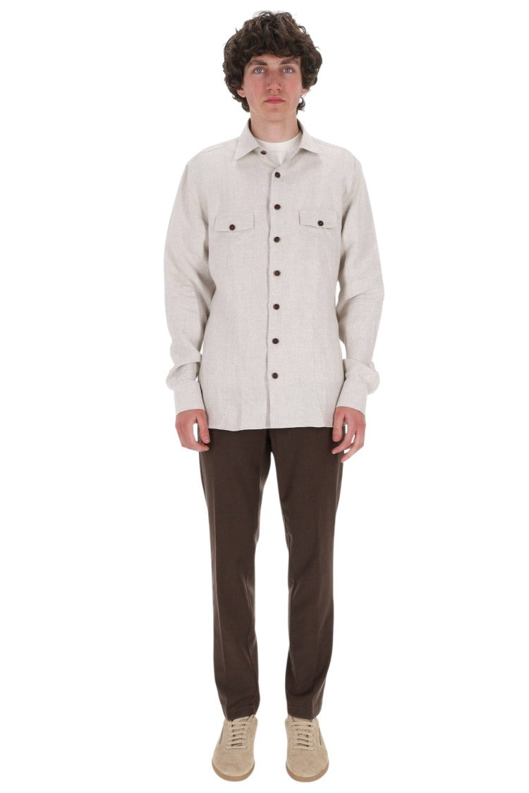Borriello Ecru Nigel Linen Overshirt