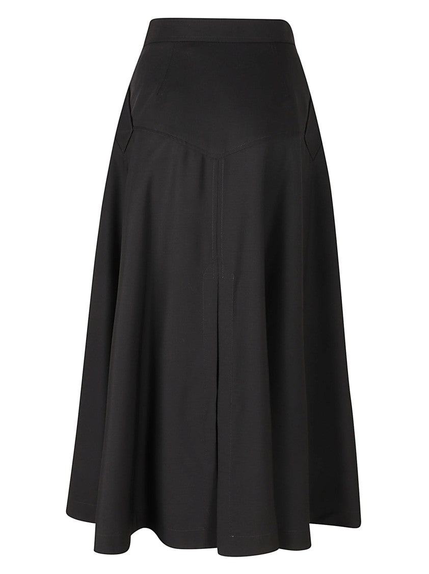 Burberry Wrap Skirt With Side Buckle Closure And Panel Detailing
