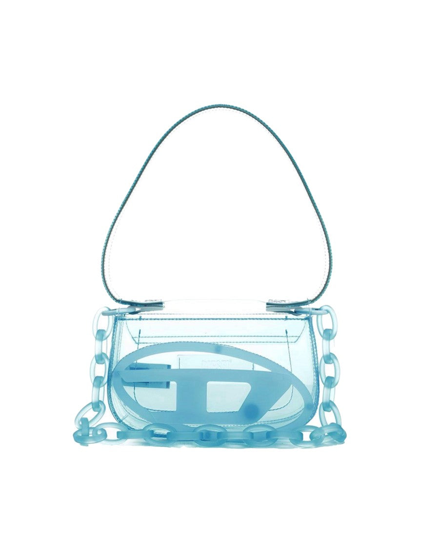 Diesel Transparent Jelly Blue Shoulder Bag With Chain