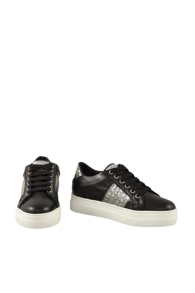 Twelve Style Division Leather Sneakers - Black/Silver