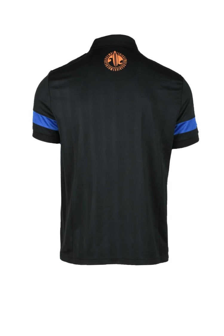 Bikkembergs Black Striped Polyester Polo Shirt