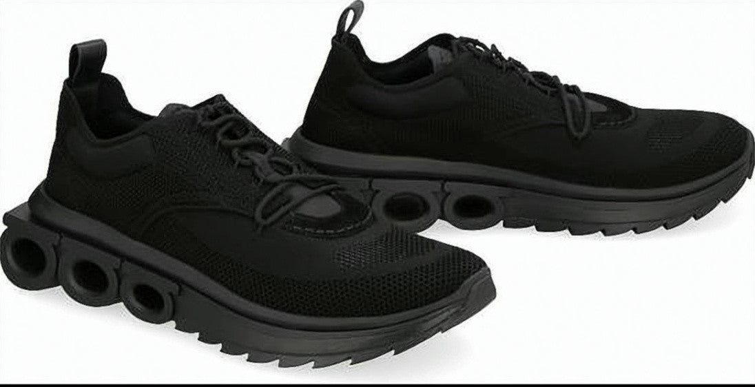 Salvatore Ferragamo All-Black Sole Sneakers With Suede