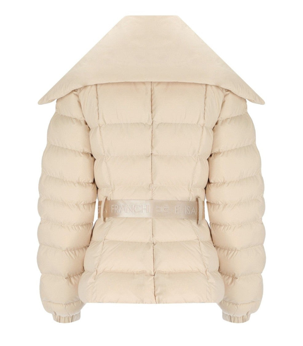 Elisabetta Franchi Cream Belted Padded Jacket