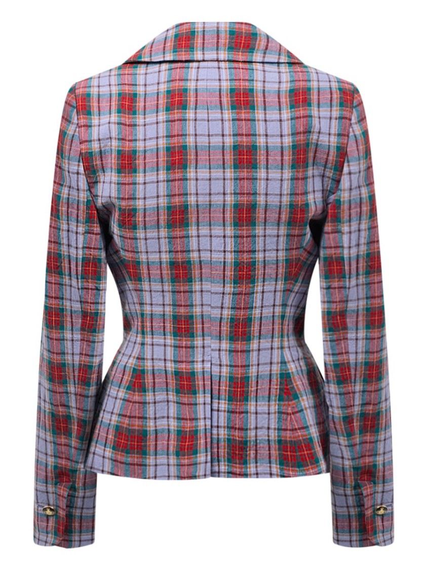 Vivienne Westwood Neutrals Drunken Tailored Plaid Linen Blazer