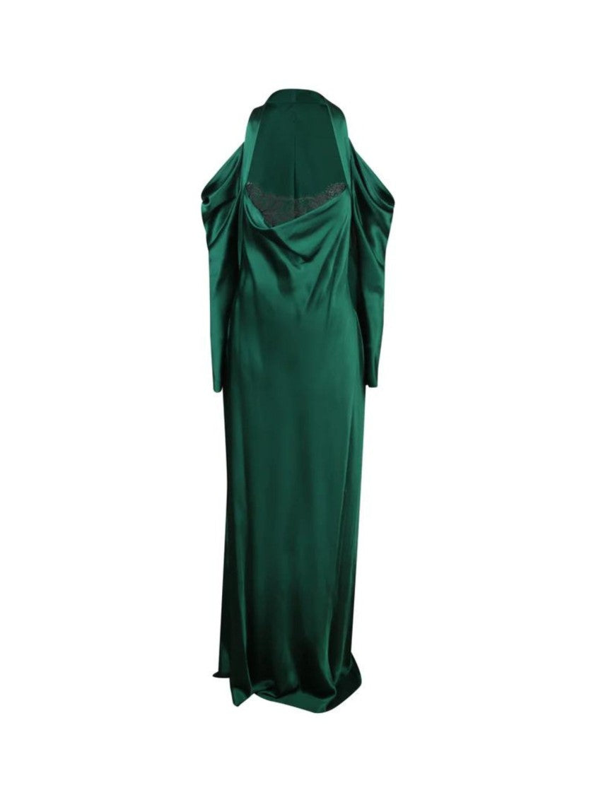 Alberta Ferretti Green Dress With Lace Accents