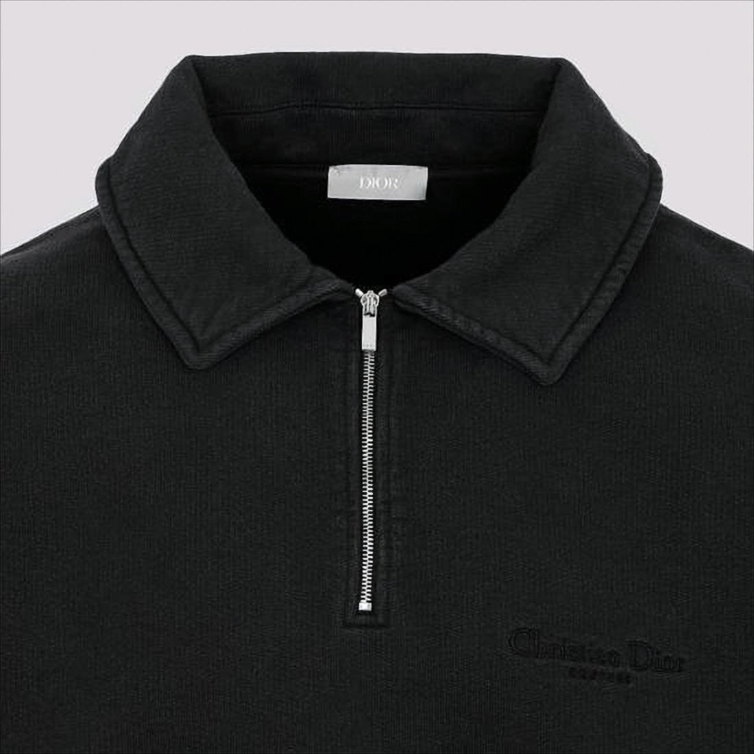 Christian Dior Long-Sleeve Black Shirt With Half-Zip Front