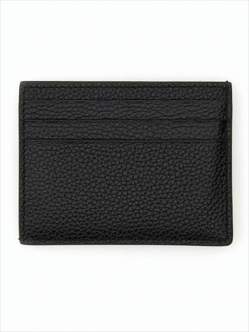 Tom Ford Textured Black Calfskin Card Wallet With Lambskin Lining