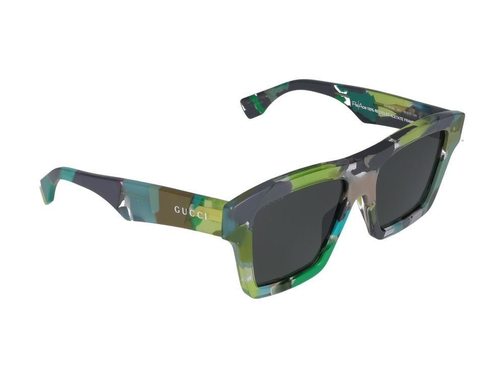 Gucci Green Multicolored Acetate Oversized Square Sunglasses