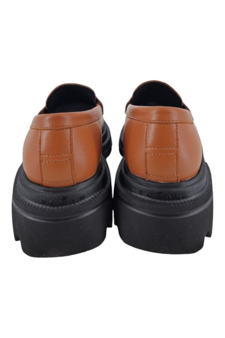 Hogan Brown Leather Loafers With Chunky Sole