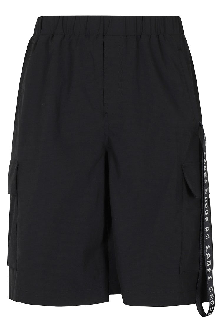 44 Label Group Relaxed Fit Black Bermuda Shorts