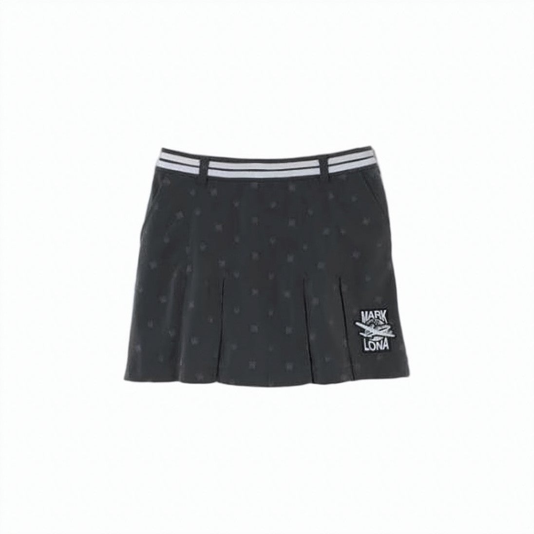 Mark&Lona Pleated Mini Skirt With Subtle Pattern And Logo Detail