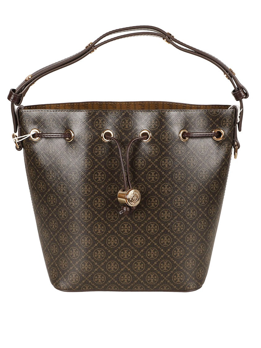 Tory Burch Structured Bucket Bag With Geometric Pattern