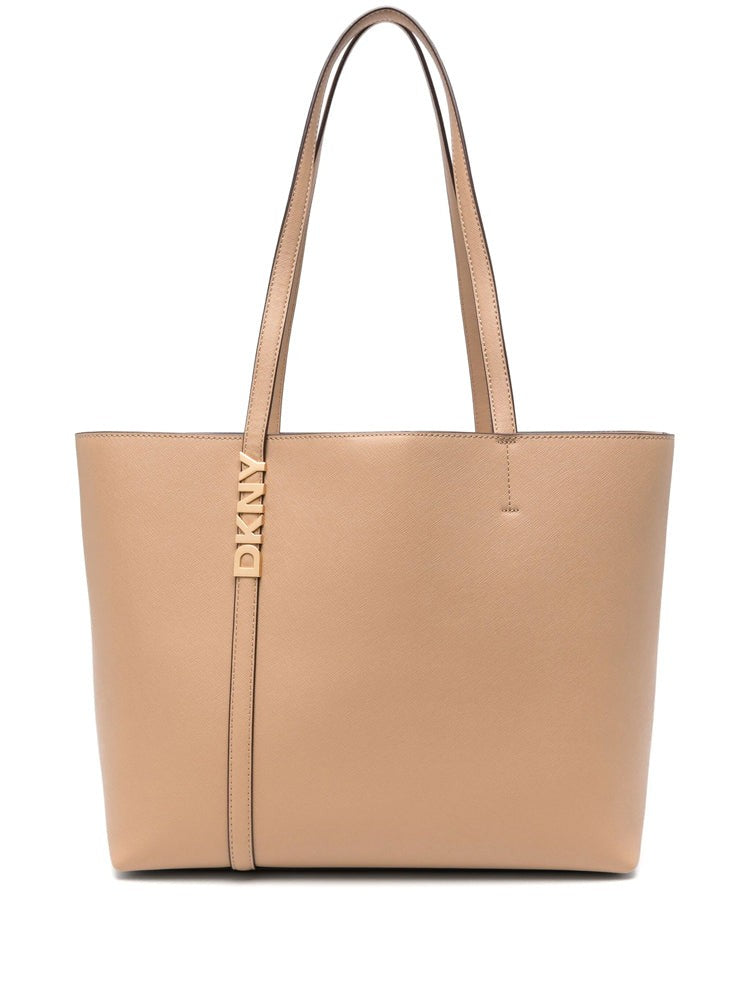 Dkny Structured Brown Cow Leather Avril Tote Bag