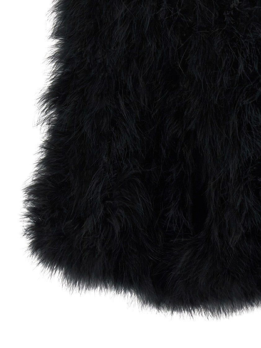 Yves Salomon Feather-Covered Jacket With Silk Lining And Cropped Design