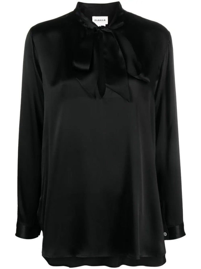 P.A.R.O.S.H. Black Silk Long Sleeve Shirt
