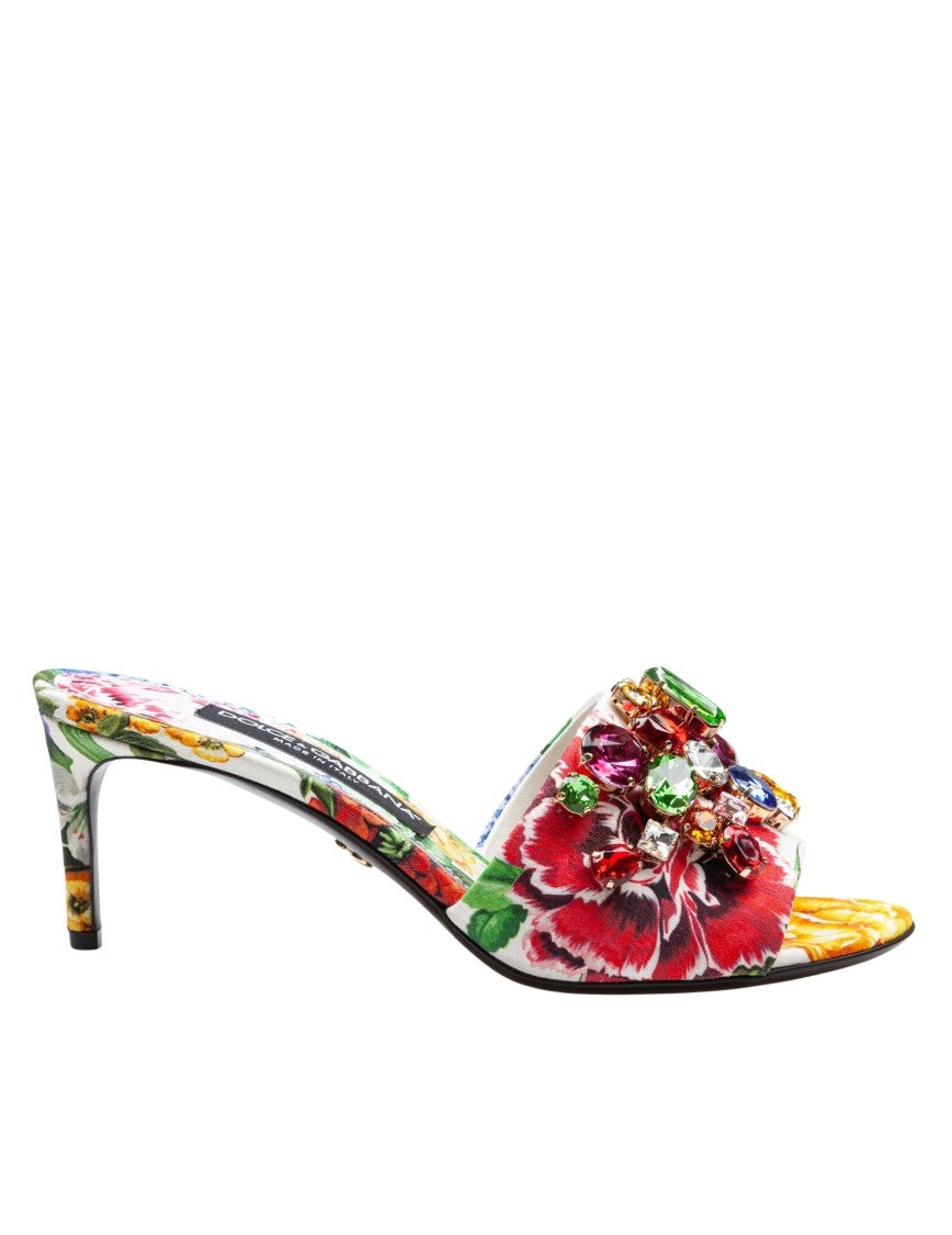 Dolce & Gabbana Beige Floral Brocade Mules