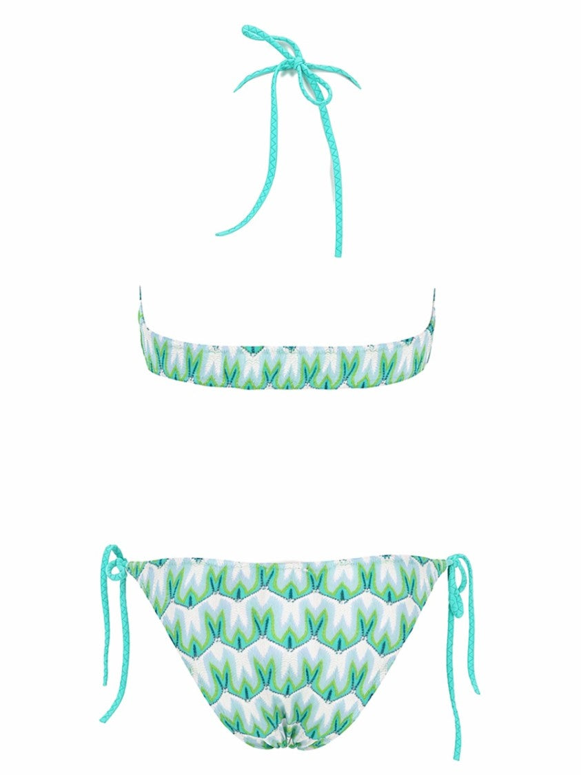 Missoni Vibrant Geometric Print Bikini Set With Light Blue Accents