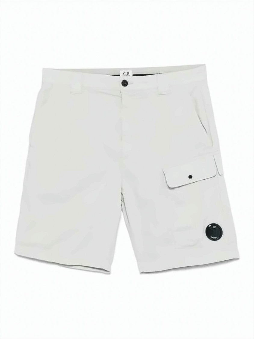 C.P. Company Minimalist White Shorts With Flap Pocket