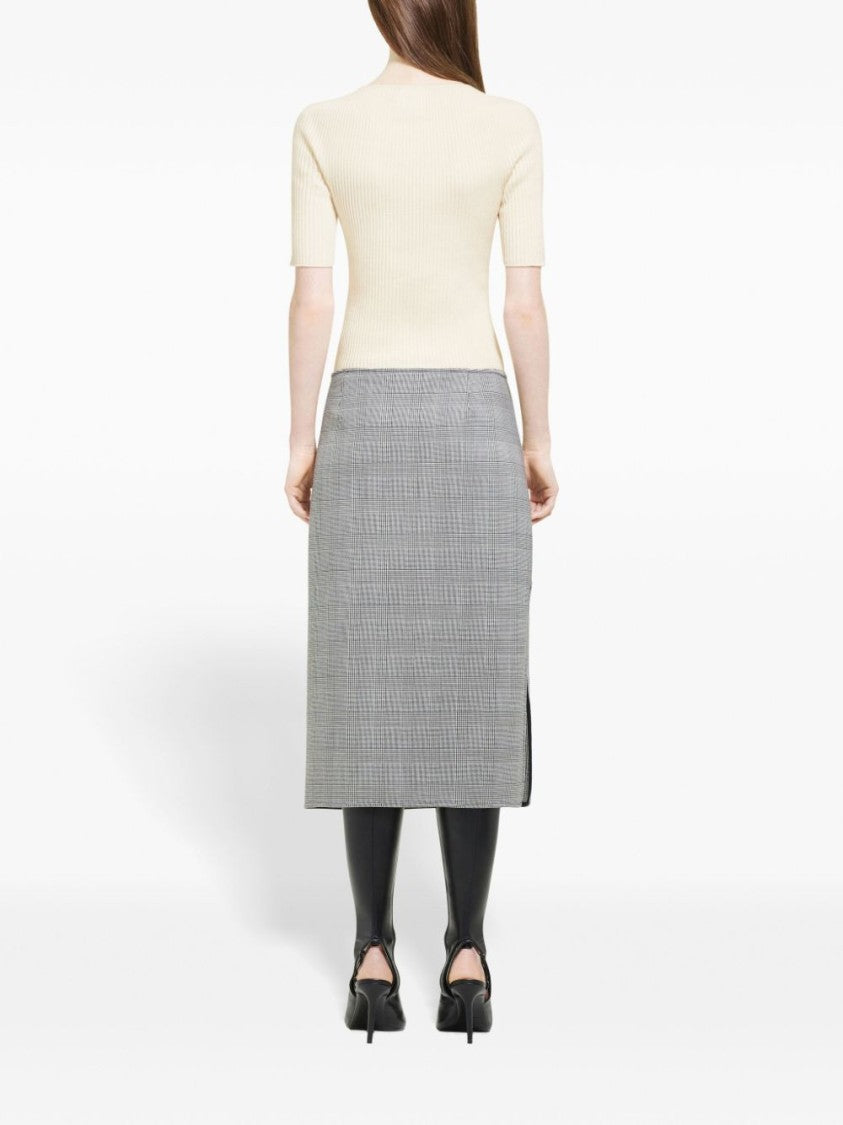 Courrèges Knitted Off-White Cotton-Merino Wool Sweater