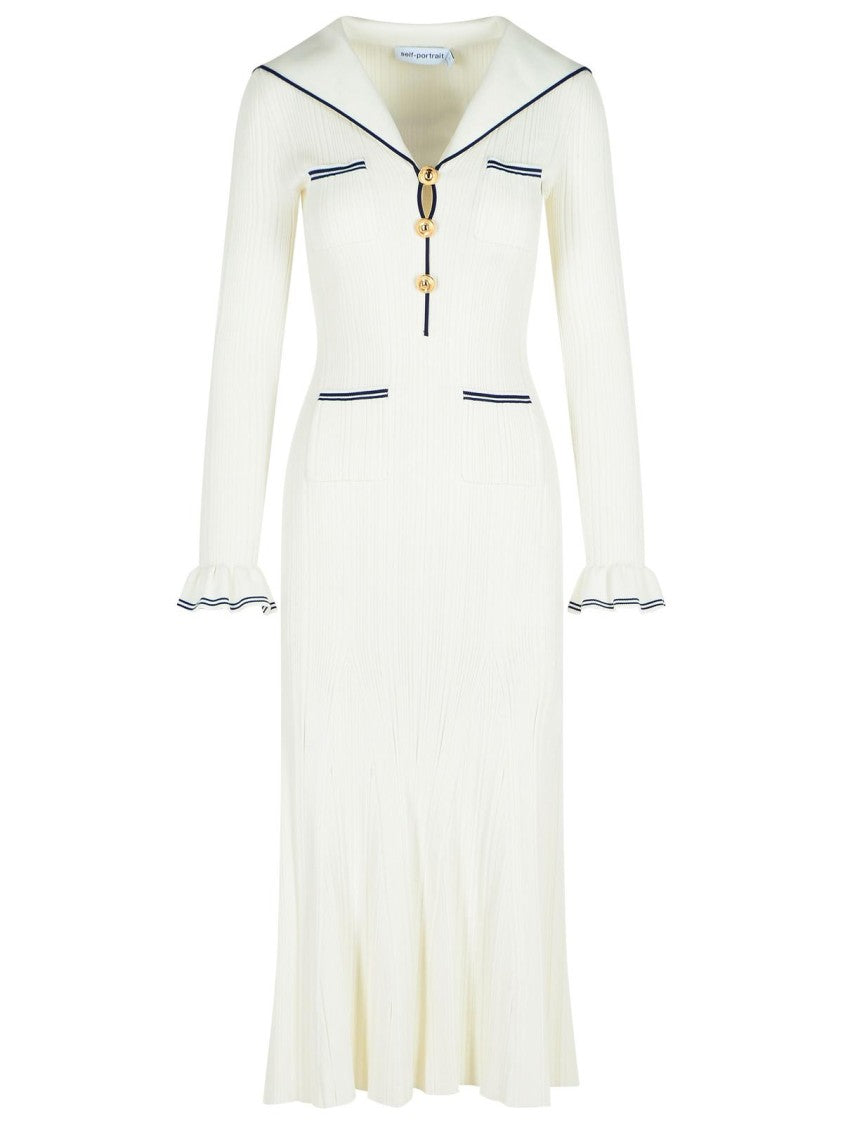 Self-Portrait White Viscose Blend Dress
