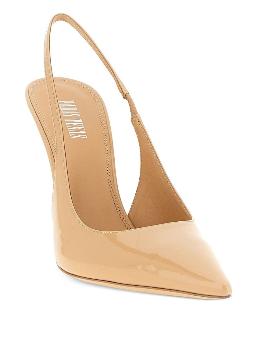 Paris Texas Pointed Toe Slingback Sandals With Glossy Patent Finish