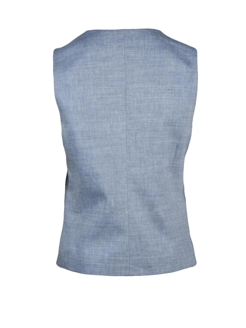 Eleventy Light Blue Linen Wool Vest