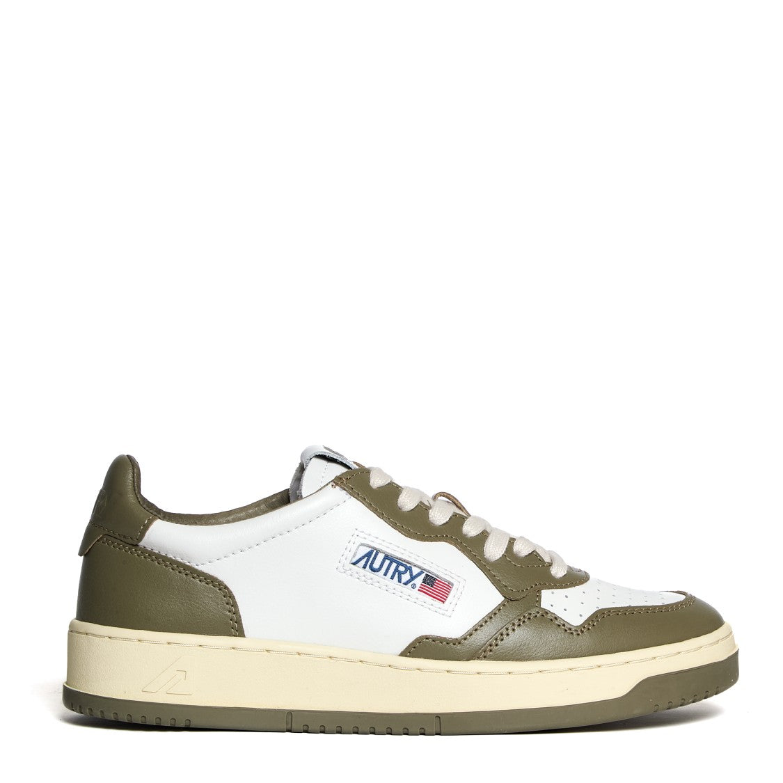Autry Low-Top Sneakers In White And Covert Green Leather