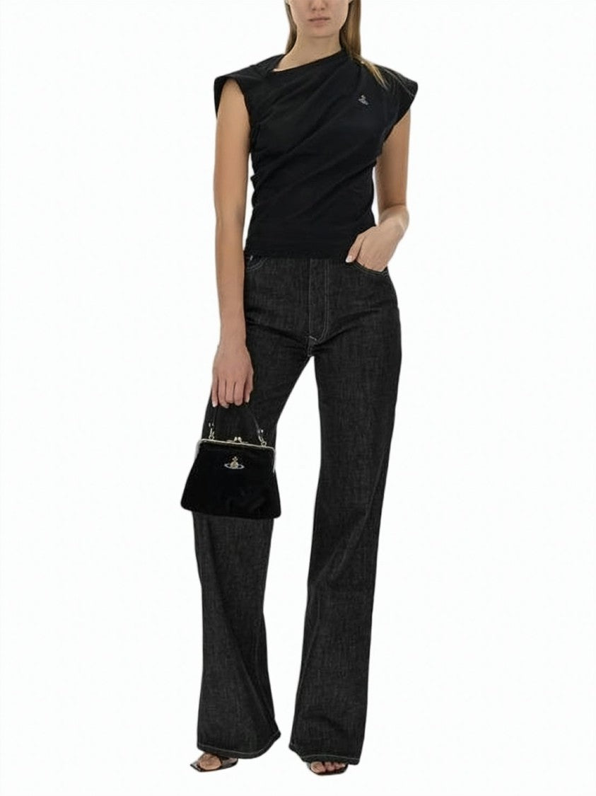 Vivienne Westwood Structured Black Short-Sleeved Top With Padded Shoulders
