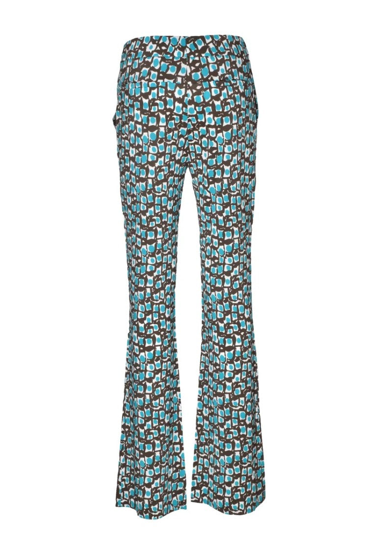 Ago E Filo Stretch Trousers - Khaki/Turquoise