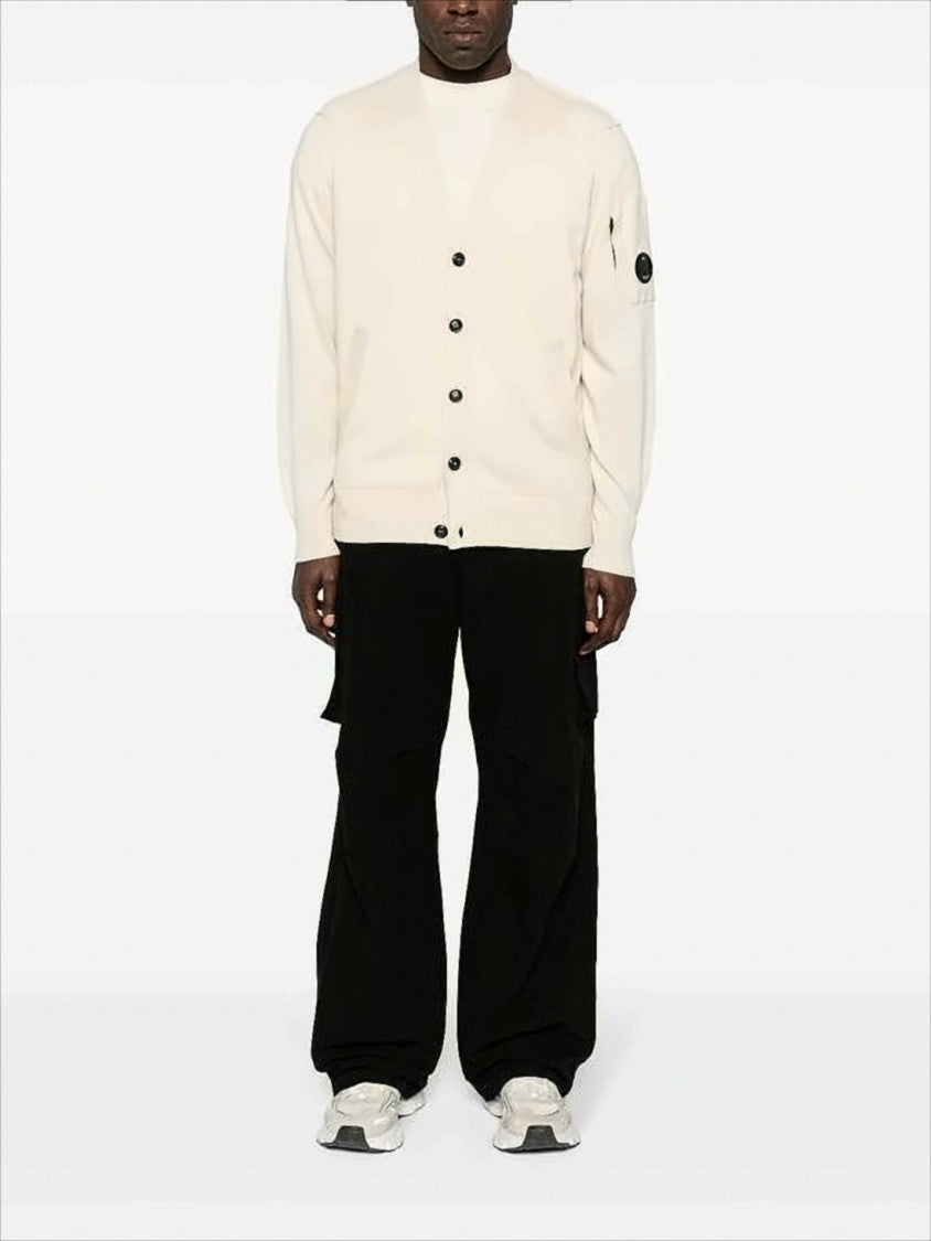 C.P. Company V-Neck Cotton Knit Cardigan With Iconic Sleeve Pocket