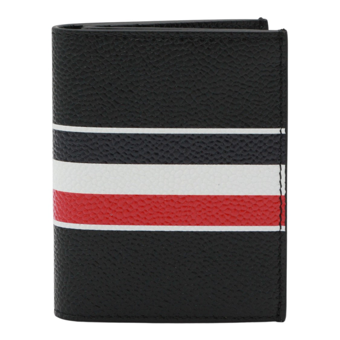 Thom Browne Textured Horizontal Stripe Black Leather Bi-Fold Wallet