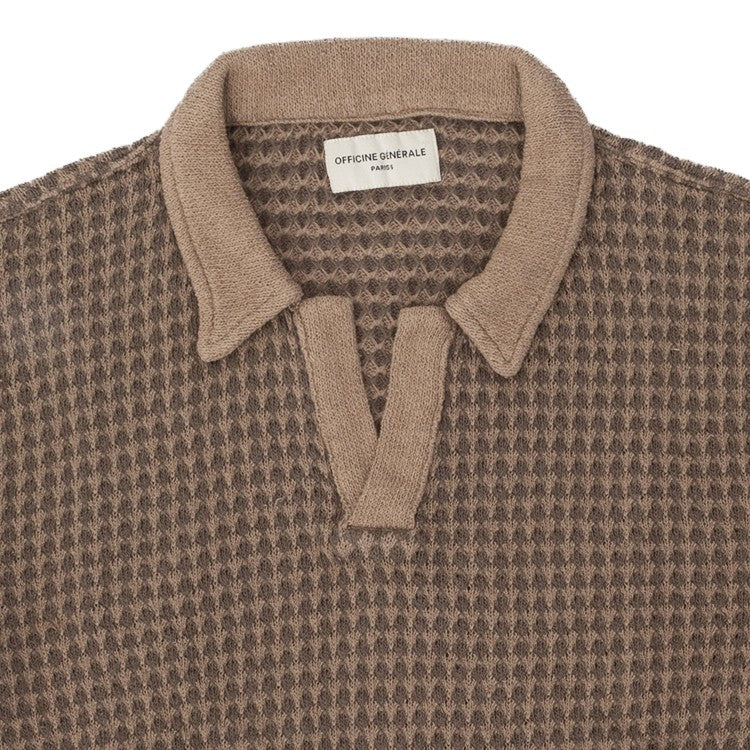 Officine Generale Textured Cotton Jersey Short-Sleeve Polo