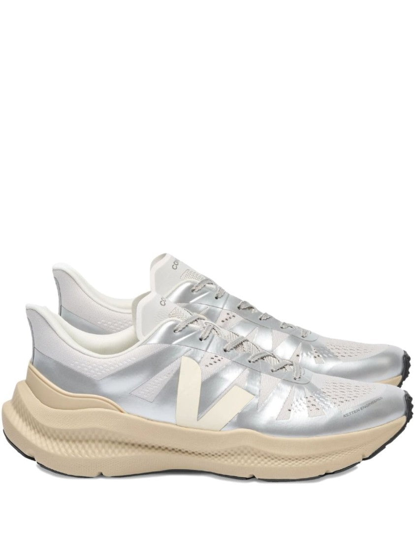 Veja Engineered Mesh Sneakers With Metallic Silver Upper