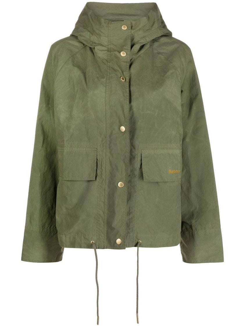 Barbour Showerproof Jacket With Drawstring Hood And Functional Design