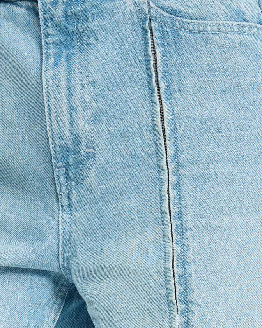 Rotate High-Waisted Zipper Seam Organic Cotton Straight-Leg Jeans
