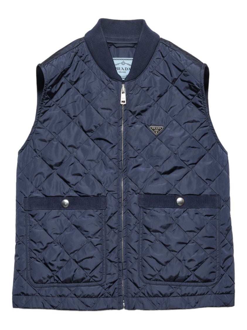 Prada Black Re-Nylon Quilted Triangle Logo Vest