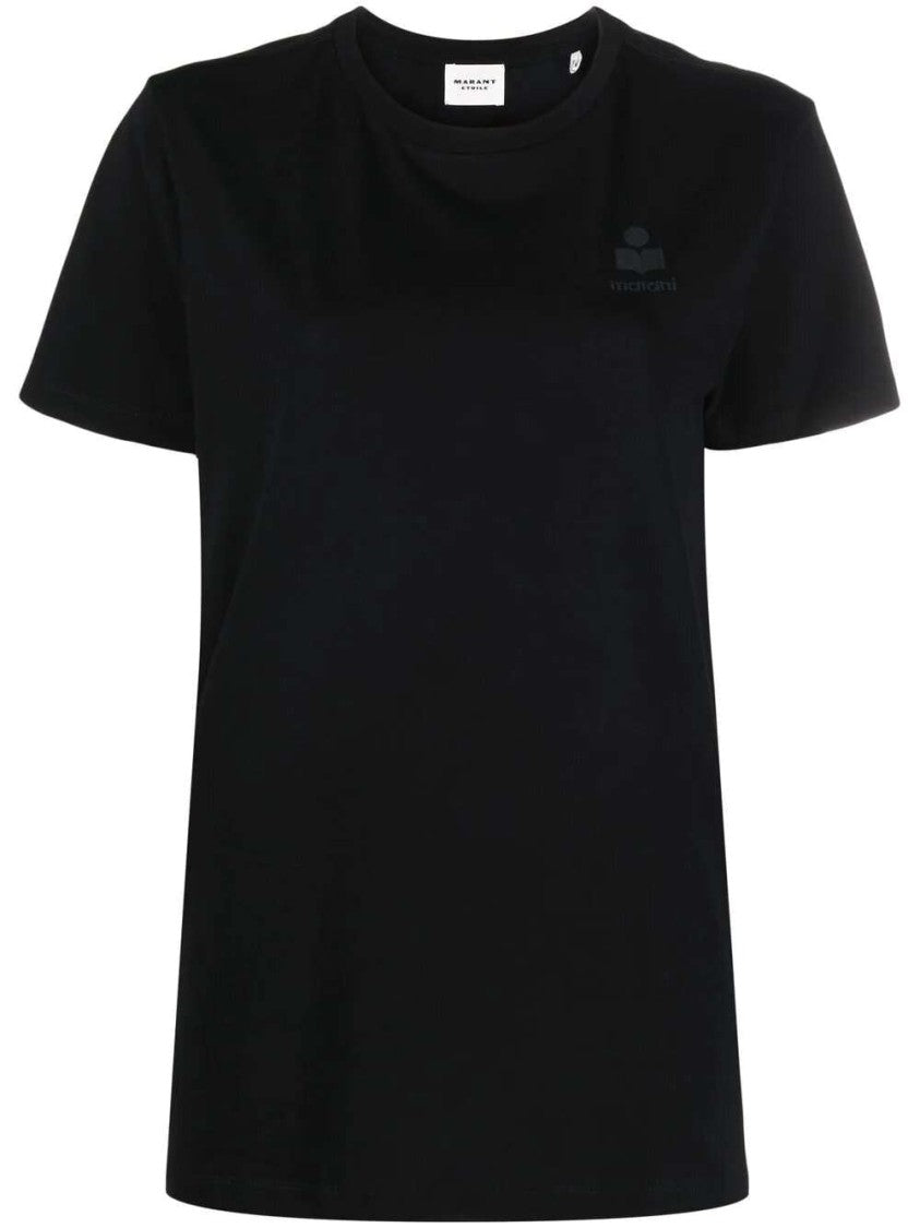 Isabel Marant Étoile Black Logo-Print Short-Sleeve T-Shirt