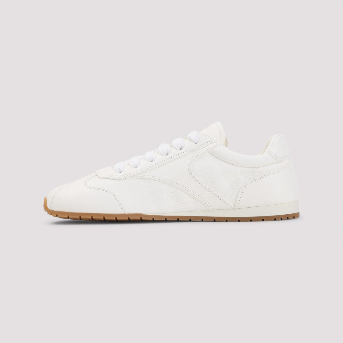 Prada Minimalist White Leather Sneakers With Contrasting Sole